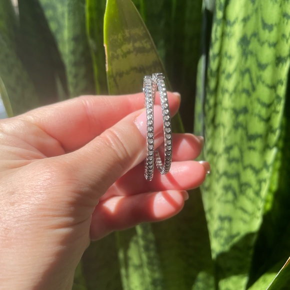 Sterling Silver Polished 45mm Hoop ER - Picture 1 of 10